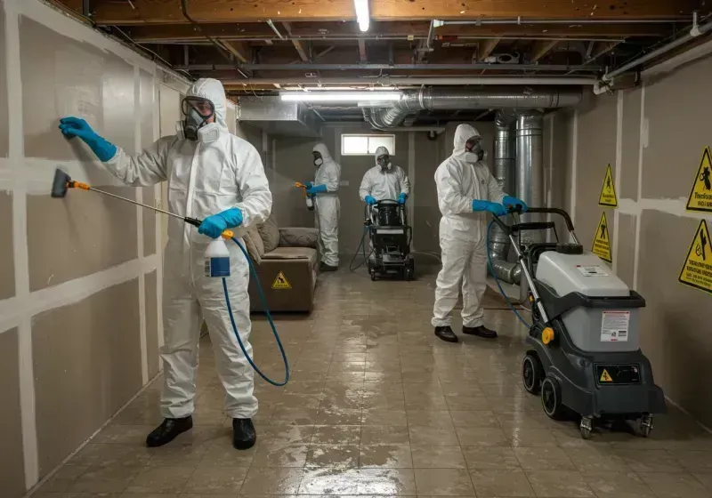 Basement Moisture Removal and Structural Drying process in The Meadows, FL